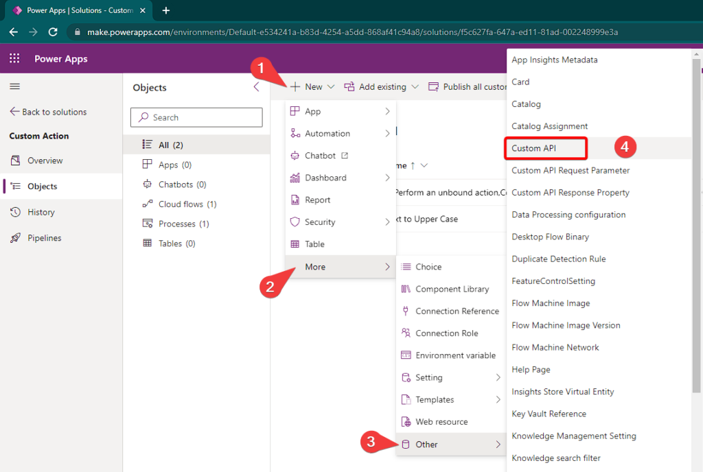 Creating custom API on maker portal