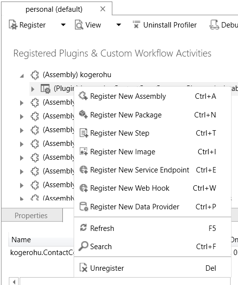 Register plugin step