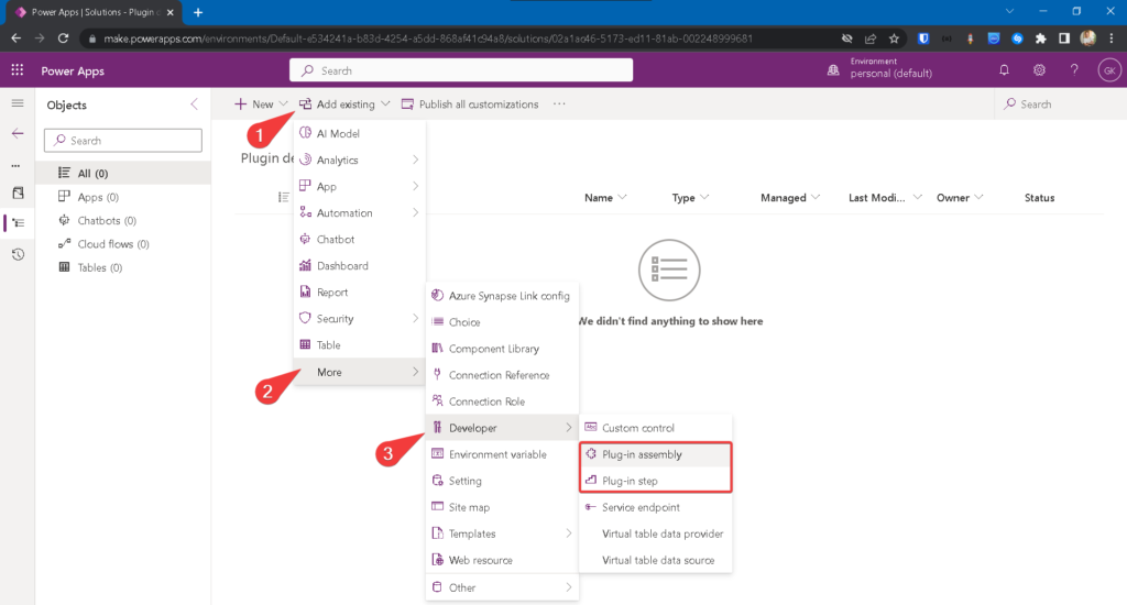 Plugin assembly és step hozzáadása megoldáshoz
